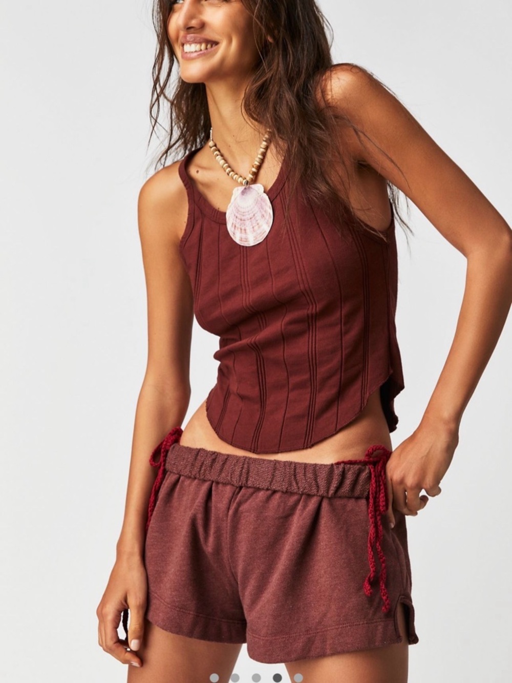 Free People Beach Ribbed Maroon Essentials Tank Top